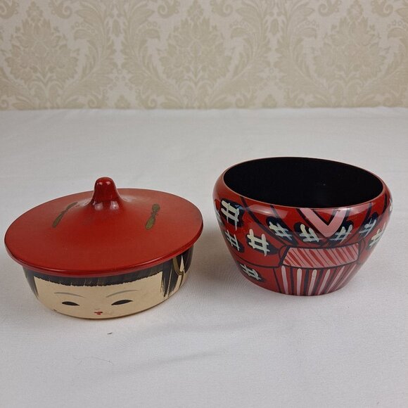 Vintage Kokeshi Lacquerware Bento Box - Picture 7 of 12